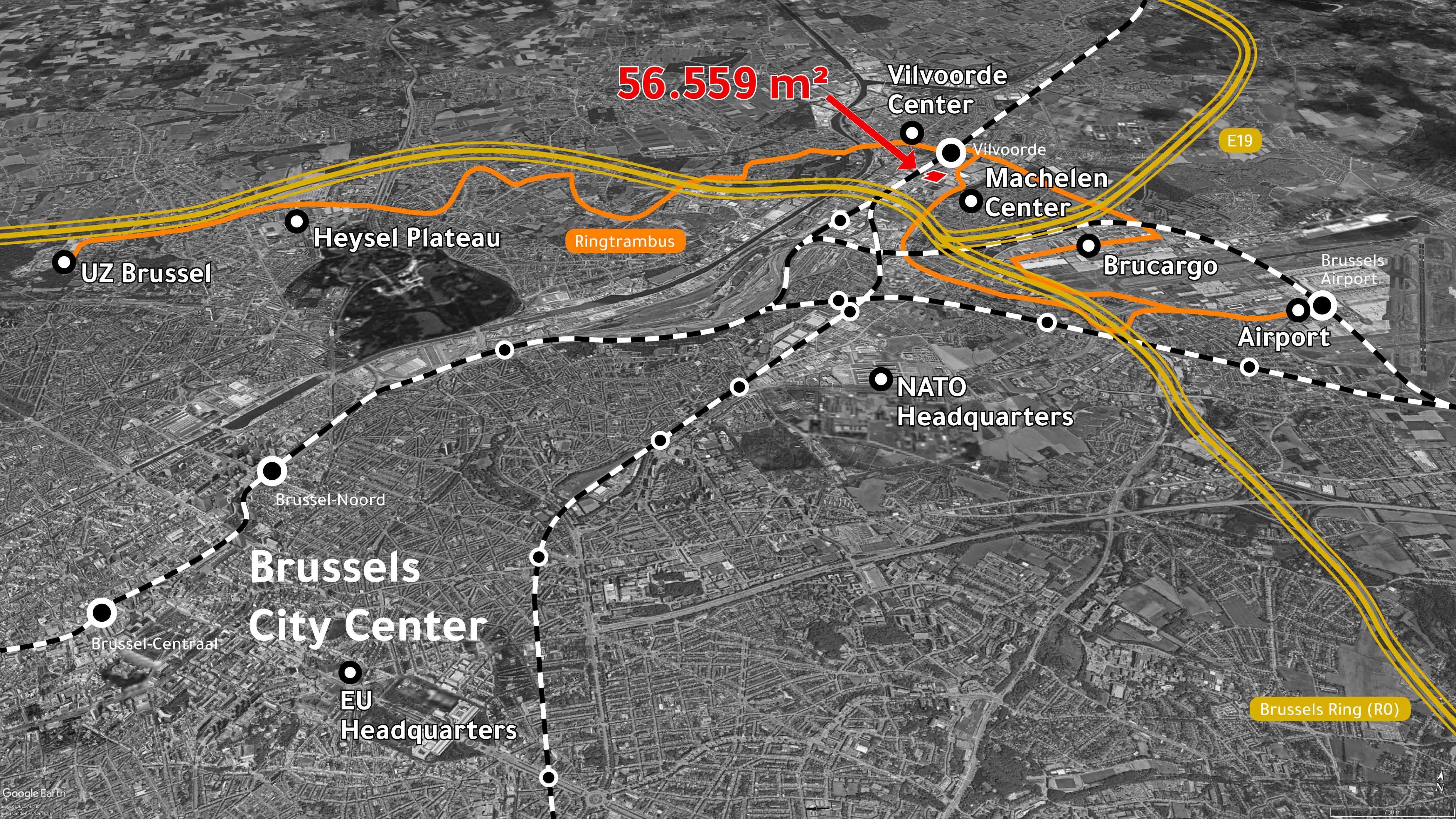 Overview map view image of all the buildings mentioned on this page
